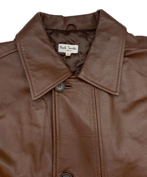 Paul Smith London（ポールスミスロンドン）Paul Smith London (ポールスミスロンドン) レザーカーコート ブラウン サイズ:Lの古着・服飾アイテム