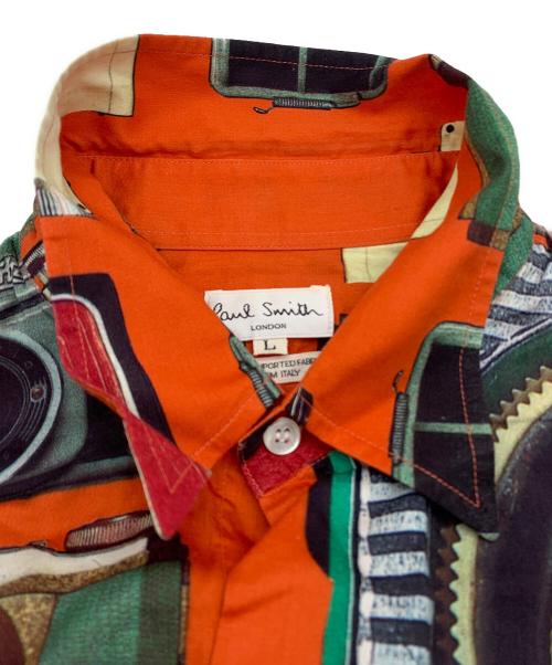 Paul Smith London（ポールスミスロンドン）Paul Smith London (ポールスミスロンドン) カメラプリントシャツ オレンジ サイズ:Lの古着・服飾アイテム