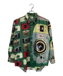 Paul Smith London（ポールスミスロンドン）の古着「カメラプリントシャツ」｜グリーン