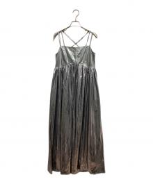 Ameri（アメリ）の古着「MEDI LEATHER LIKE VOLUME CAMI DRESS」｜シルバー