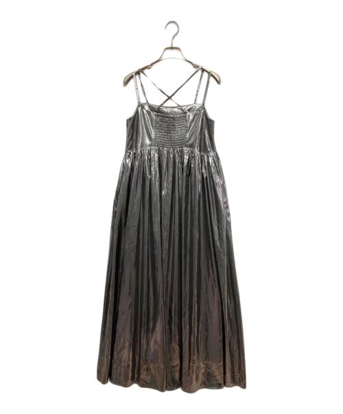 Ameri（アメリ）Ameri (アメリ) MEDI LEATHER LIKE VOLUME CAMI DRESS シルバー サイズ:Sの古着・服飾アイテム