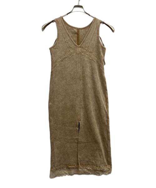 Ameri（アメリ）AMERI (アメリ) MEDI 2WAY DENIM LIKE LACE DOCKING DRESS ベージュ サイズ:Sの古着・服飾アイテム