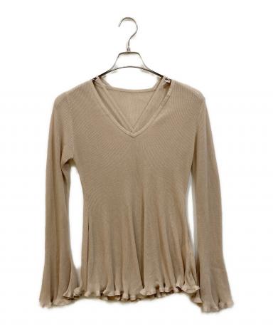 中古・古着通販】AMERI (アメリ) SHEER FRILL V NECK KNIT TOP