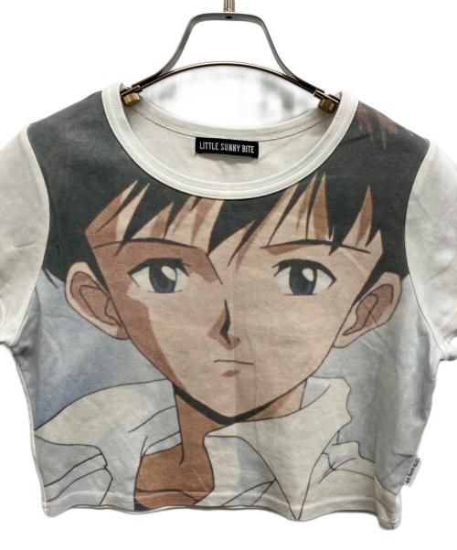 little sunny bite（リトルサニーバイト）Little sunny bite (リトルサニーバイト) エヴァンゲリオン×リトルサニーバイト ミニTシャツ ホワイト サイズ:Mの古着・服飾アイテム