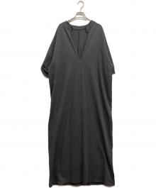 CITYSHOP（シティショップ）の古着「KEY NECK COTTON DRESS」｜グレー
