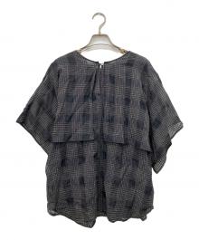 JOURNAL STANDARD（ジャーナルスタンダード）の古着「ケープフォルムチェックブラウス」｜ブラック