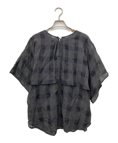 JOURNAL STANDARD（ジャーナルスタンダード）JOURNAL STANDARD (ジャーナルスタンダード) ケープフォルムチェックブラウス ブラック サイズ:Freeの古着・服飾アイテム