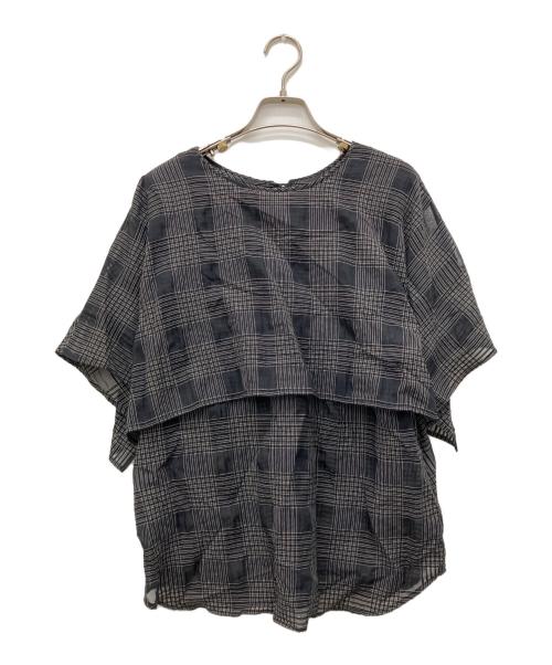 JOURNAL STANDARD（ジャーナルスタンダード）JOURNAL STANDARD (ジャーナルスタンダード) ケープフォルムチェックブラウス ブラック サイズ:Freeの古着・服飾アイテム