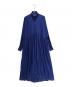 Curensology（カレンソロジー）の古着「ウールハイネック ギャザーワンピース」｜ブルー