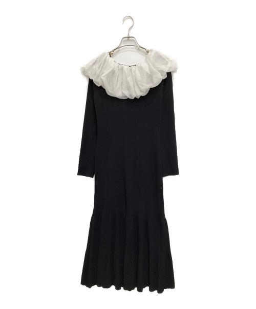 CELFORD（セルフォード）CELFORD (セルフォード) ケープデザインニットワンピース ブラック サイズ:38の古着・服飾アイテム