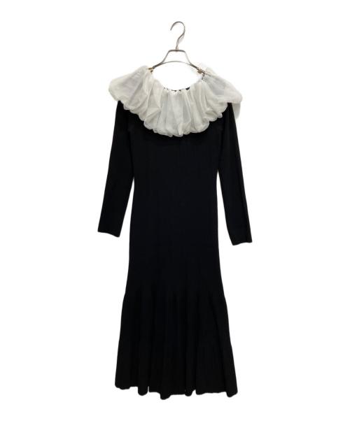 CELFORD（セルフォード）CELFORD (セルフォード) ケープデザインニットワンピース ブラック サイズ:38の古着・服飾アイテム