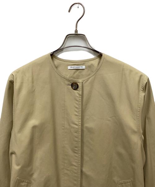 BEAUTY&YOUTH（ビューティーアンドユース）BEAUTY&YOUTH (ビューティーアンドユース) コットンナイロンノーカラーベルトコート ベージュ サイズ:Mの古着・服飾アイテム