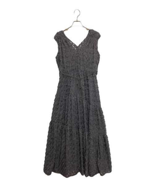 FRAY ID（フレイ アイディー）FRAY ID (フレイ アイディー) フリンジジャガードカシュクールワンピース グレー サイズ:1の古着・服飾アイテム