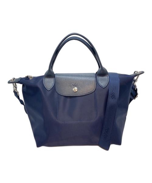 LONGCHAMP（ロンシャン）LONGCHAMP (ロンシャン) 2WAYショルダーバッグ　舟形トート　ナイロンバッグ ネイビー サイズ:実寸参照の古着・服飾アイテム