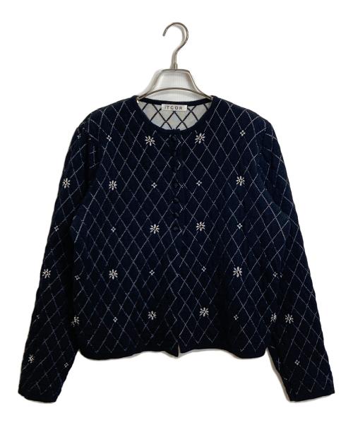 tyn.TGOR（トゴール）tyn.TGOR (トゴール) Quilting flower beads cardigan キルティングフラワーカーディガン ブラック サイズ:FREEの古着・服飾アイテム