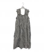 holidayホリデー）の古着「CHECK LINEN NIGHT DRESS　チェック リネン ナイト ドレス」｜ブラック