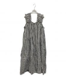 holiday（ホリデー）の古着「CHECK LINEN NIGHT DRESS　チェック リネン ナイト ドレス」｜ブラック