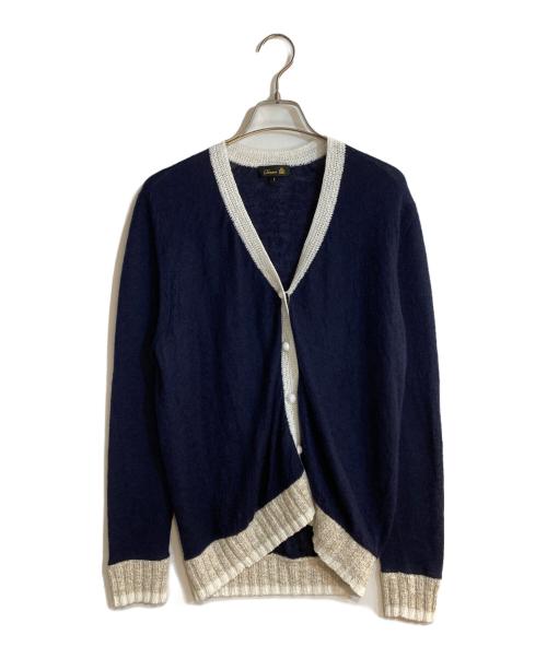 DRAWER（ドゥロワー）Drawer (ドゥロワー) モヘア混カーディガン ネイビー×ホワイト サイズ:1の古着・服飾アイテム