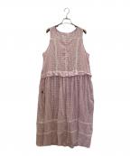 nocontentノーコンテンツ）の古着「Sheer Check Long One Piece」｜ピンク