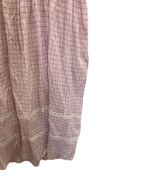 nocontent（ノーコンテンツ）nocontent (ノーコンテンツ) Sheer Check Long One Piece ピンク サイズ:FREEの古着・服飾アイテム