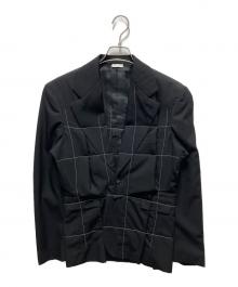 COMME des GARCONS HOMME PLUS（コムデギャルソンオムプリュス）の古着「グラフチェックテーラードジャケット」｜ブラック