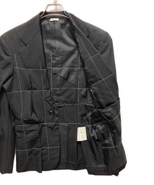 COMME des GARCONS HOMME PLUS（コムデギャルソンオムプリュス）COMME des GARCONS HOMME PLUS (コムデギャルソンオムプリュス) グラフチェックテーラードジャケット ブラック サイズ:ＸＳの古着・服飾アイテム