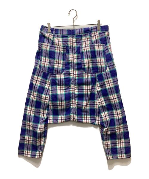 COMME des GARCONS HOMME PLUS（コムデギャルソンオムプリュス）COMME des GARCONS HOMME PLUS (コムデギャルソンオムプリュス) チェック柄サルエルパンツ ブルー サイズ:ＸＳの古着・服飾アイテム