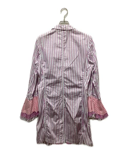 COMME des GARCONS HOMME PLUS（コムデギャルソンオムプリュス）COMME des GARCONS HOMME PLUS (コムデギャルソンオムプリュス) ストライプ フリルジャケット パープル サイズ:Sの古着・服飾アイテム