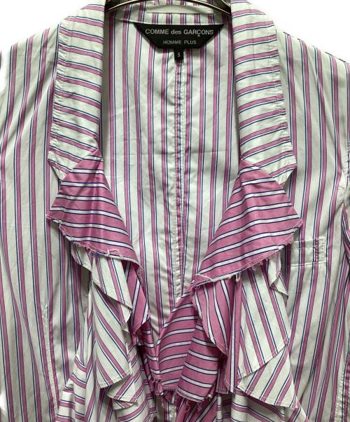 COMME des GARCONS HOMME PLUS（コムデギャルソンオムプリュス）COMME des GARCONS HOMME PLUS (コムデギャルソンオムプリュス) ストライプ フリルジャケット パープル サイズ:Sの古着・服飾アイテム