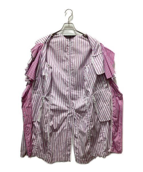 COMME des GARCONS HOMME PLUS（コムデギャルソンオムプリュス）COMME des GARCONS HOMME PLUS (コムデギャルソンオムプリュス) ストライプ フリルジャケット パープル サイズ:Sの古着・服飾アイテム