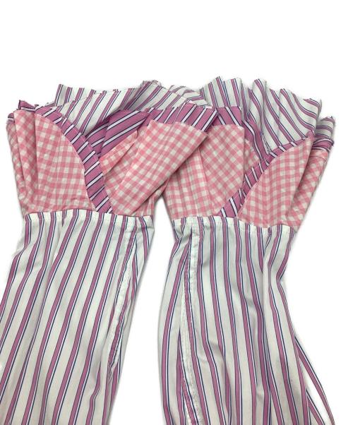 COMME des GARCONS HOMME PLUS（コムデギャルソンオムプリュス）COMME des GARCONS HOMME PLUS (コムデギャルソンオムプリュス) ストライプ フリルジャケット パープル サイズ:Sの古着・服飾アイテム