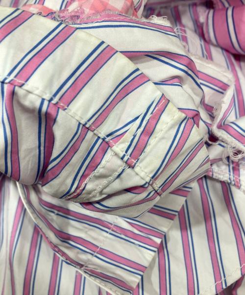 COMME des GARCONS HOMME PLUS（コムデギャルソンオムプリュス）COMME des GARCONS HOMME PLUS (コムデギャルソンオムプリュス) ストライプ フリルジャケット パープル サイズ:Sの古着・服飾アイテム