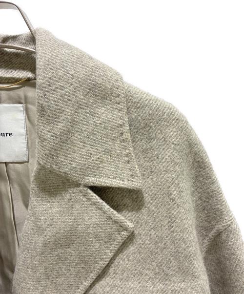 ebure（エブール）ebure (エブール) ウールツイルリバー ハーフコート ベージュ サイズ:36の古着・服飾アイテム