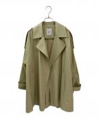 ebureエブール）の古着「クリアコットンツイル ステンカラーショートコート」｜ライトグリーン