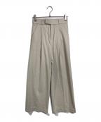Nobleノーブル）の古着「TRツイル裏起毛スラックスパンツ　ワイドパンツ　スラックス　オフィスカジュアル　セレモニー」｜ベージュ