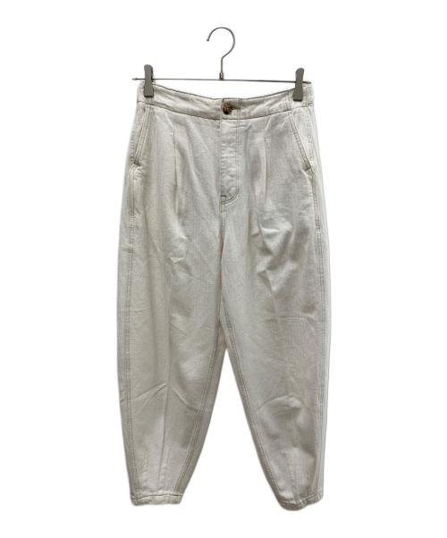 POLO RALPH LAUREN（ポロ・ラルフローレン）POLO RALPH LAUREN (ポロ・ラルフローレン) プリーテッドコットンヘリンボーンパンツ ホワイトの古着・服飾アイテム