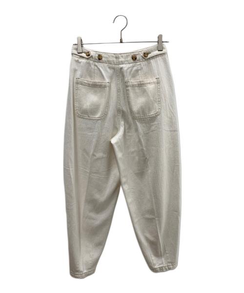 POLO RALPH LAUREN（ポロ・ラルフローレン）POLO RALPH LAUREN (ポロ・ラルフローレン) プリーテッドコットンヘリンボーンパンツ ホワイトの古着・服飾アイテム