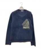 VALENTINOヴァレンティノ）の古着「レザーポケットムートン切替ニット」｜ネイビー