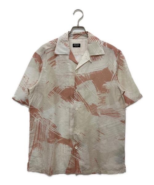 ZEGNA（ゼニア）ZEGNA (ゼニア) リネンコットンオープンカラーシャツ ピンク サイズ:Sの古着・服飾アイテム