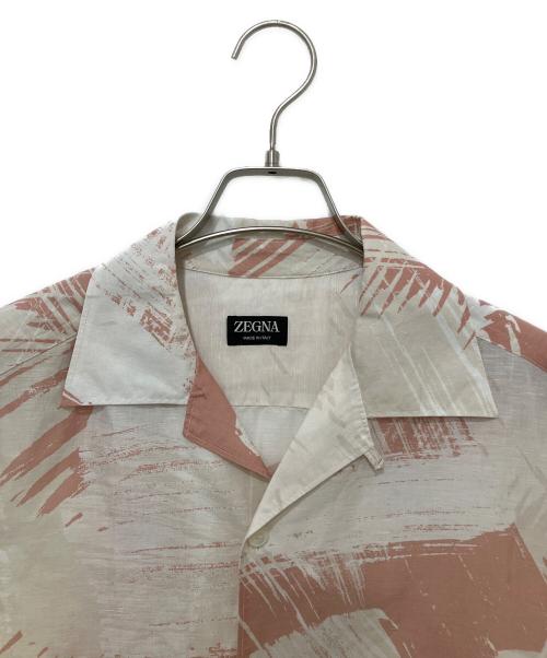 ZEGNA（ゼニア）ZEGNA (ゼニア) リネンコットンオープンカラーシャツ ピンク サイズ:Sの古着・服飾アイテム