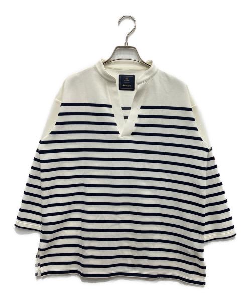 le coq sportif（ルコックスポルティフ）le coq sportif (ルコックスポルティフ) Le minor (ルミノア) スキッパーボーダーシャツ ホワイト サイズ:MLの古着・服飾アイテム