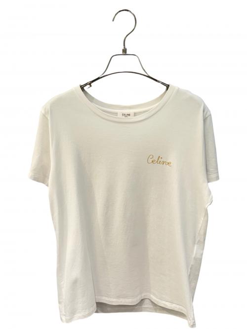 CELINE（セリーヌ）CELINE (セリーヌ) エンブロイダリーロゴTシャツ ホワイト サイズ:Ｌの古着・服飾アイテム