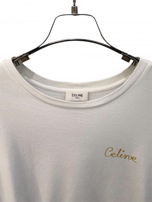 CELINE（セリーヌ）CELINE (セリーヌ) エンブロイダリーロゴTシャツ ホワイト サイズ:Ｌの古着・服飾アイテム