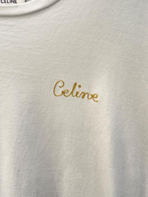 CELINE（セリーヌ）CELINE (セリーヌ) エンブロイダリーロゴTシャツ ホワイト サイズ:Ｌの古着・服飾アイテム