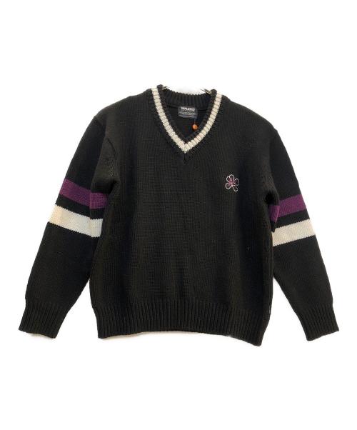 UNALLOYED（アナロイド）UNALLOYED (アナロイド) コラボレーションVネック長袖ニット ブラック サイズ: Free 未使用品の古着・服飾アイテム