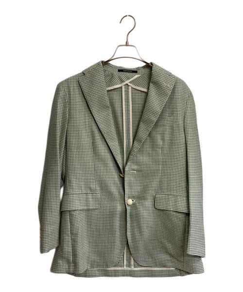 TAGLIATORE（タリアトーレ）TAGLIATORE (タリアトーレ) 千鳥柄テーラードジャケット グリーン サイズ:48の古着・服飾アイテム