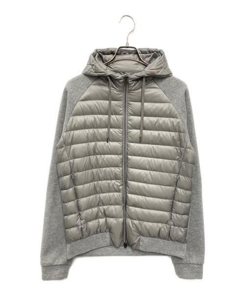 HERNO（ヘルノ）HERNO (ヘルノ) ライトダウン×ニット フーデッドブルゾン グレー サイズ:50の古着・服飾アイテム