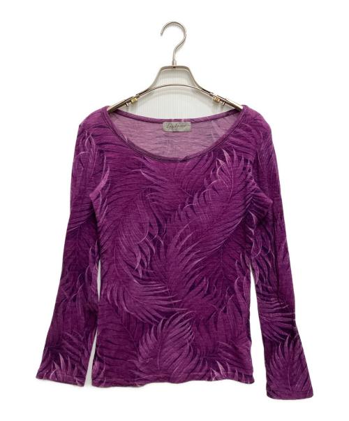 YOHJI YAMAMOTO（ヨウジヤマモト）YOHJI YAMAMOTO (ヨウジヤマモト) フェザー柄ウールカットソー パープル サイズ:2の古着・服飾アイテム