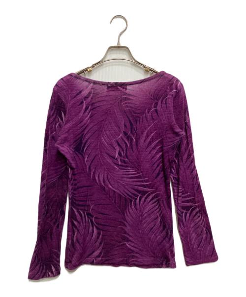 YOHJI YAMAMOTO（ヨウジヤマモト）YOHJI YAMAMOTO (ヨウジヤマモト) フェザー柄ウールカットソー パープル サイズ:2の古着・服飾アイテム