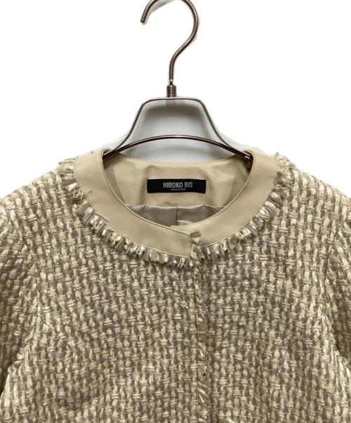HIROKO BIS（ヒロコビス）HIROKO BIS (ヒロコビス) ファンシーツイードジャケット ベージュ サイズ:9の古着・服飾アイテム